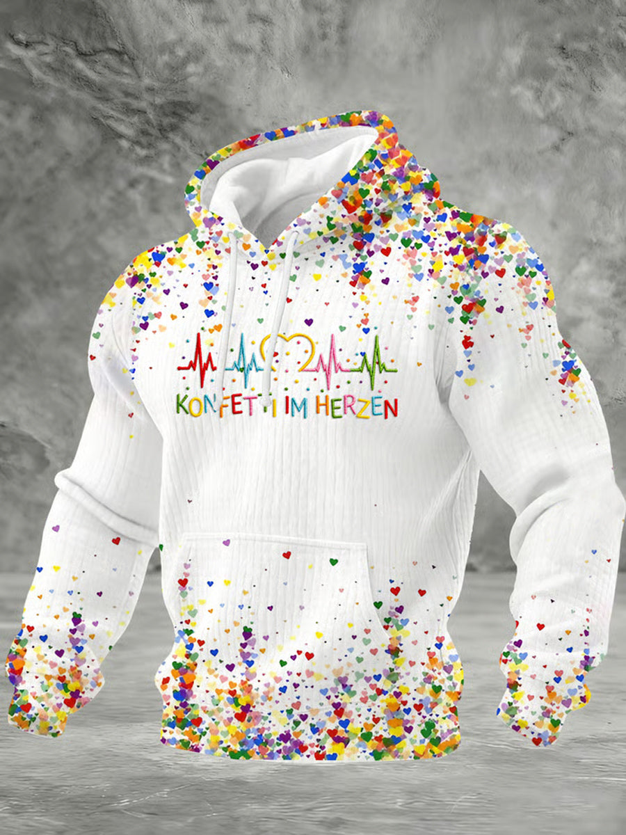 Kölner Karneval für Männer Konfetti im Herzen Print Casual Karierten Hoodie