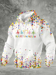 Kölner Karneval für Männer Konfetti im Herzen Print Casual Karierten Hoodie