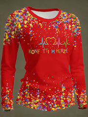 Frauen Kölner Karneval Konfetti im Herzen Print lässig Langarm T-Shirt