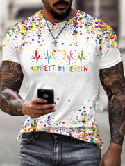Kölner Karneval für Männer Konfetti im Herzen Print Casual T-Shirt