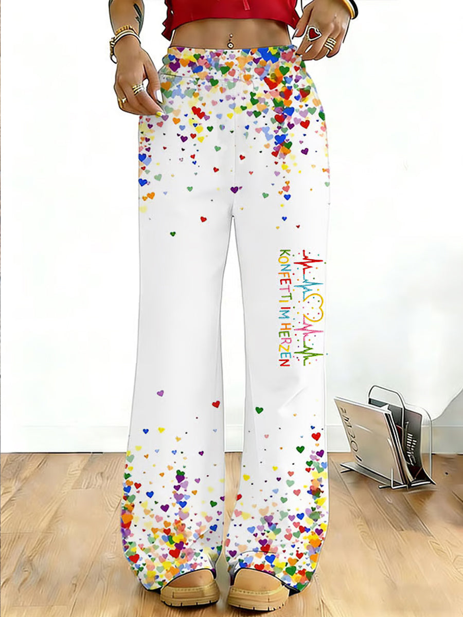 Damen Kölner Karneval Konfetti im Herzen Print Freizeit hosen