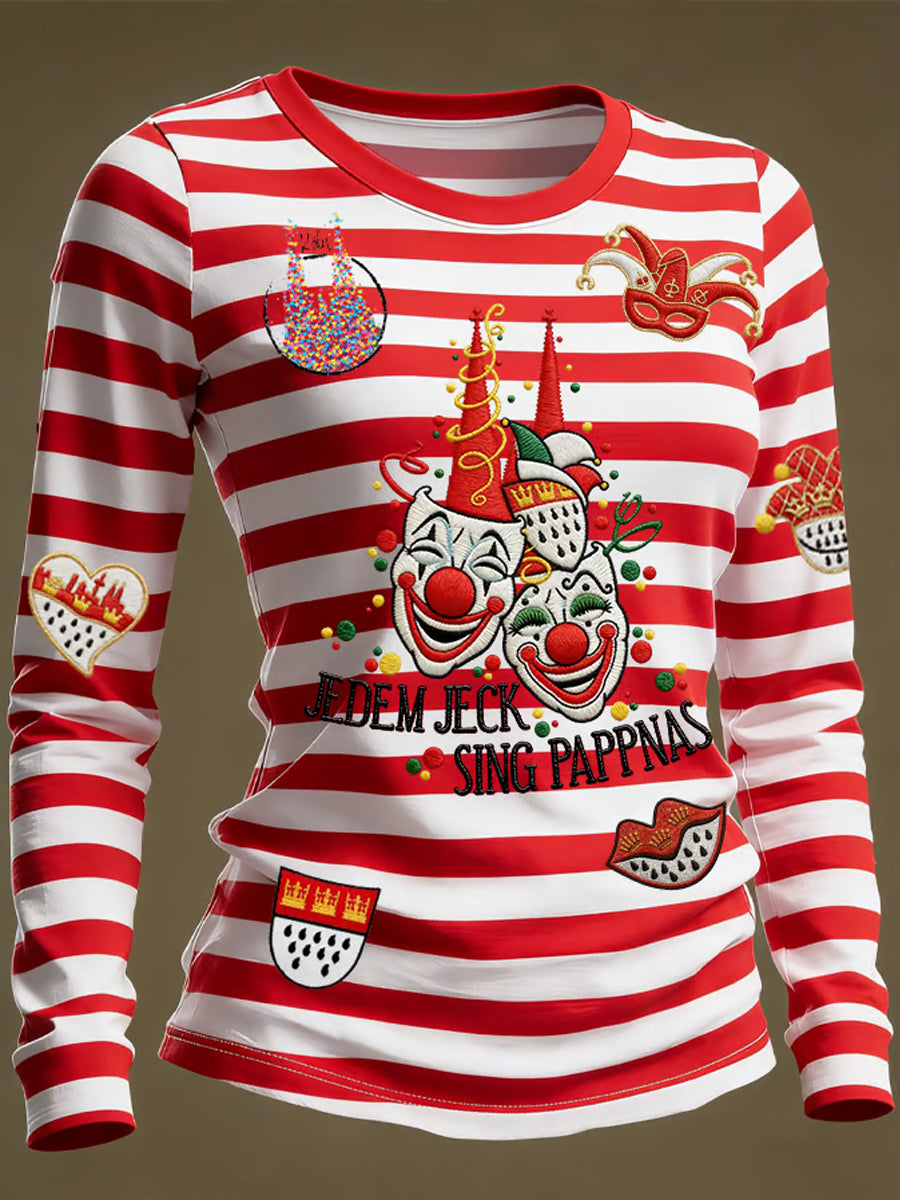 Langärmliges T-Shirt mit Kölner Karnevals druck für Damen