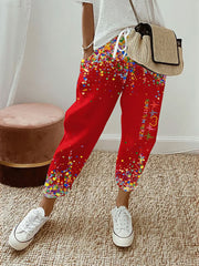 Damen Kölner Karneval Konfetti im Herzen Print Freizeit hosen