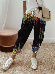 Damen Kölner Karneval Konfetti im Herzen Print Freizeit hosen