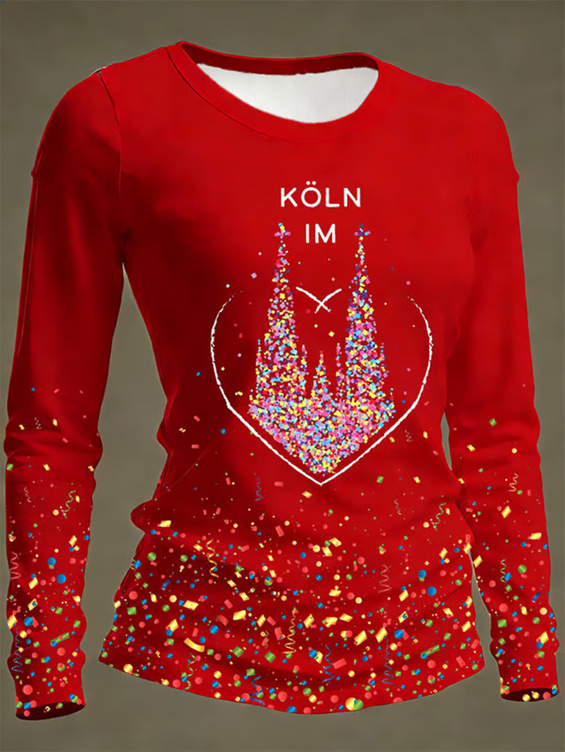 Frauen Kölner Karneval Köln im Druck lässig lang ärmel iges T-Shirt
