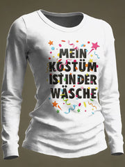 Frauen Köln Karneval Print Freizeit Waffel Langarm T-Shirt