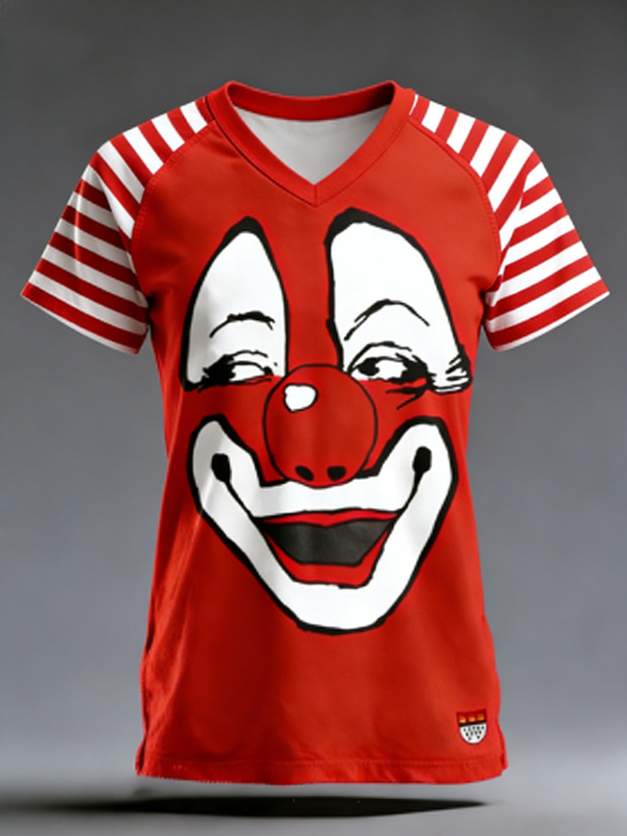 Damen Kölner Karneval kurz ärmel iges T-Shirt mit V-Ausschnitt, schulter frei