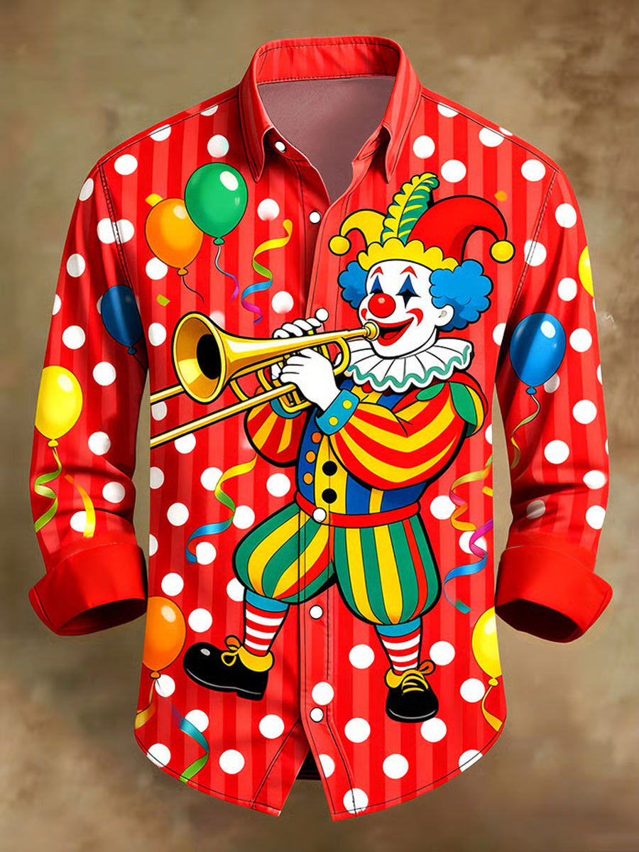 Cologne Carnival Clown Print Herren Lässiges Langarm-Shirt