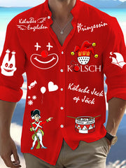 Cologne Carnival Clown Print Herren Lässiges Langarm-Shirt