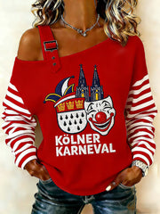 Kölner Karnevals druck für Frauen lässig schulter freies Top