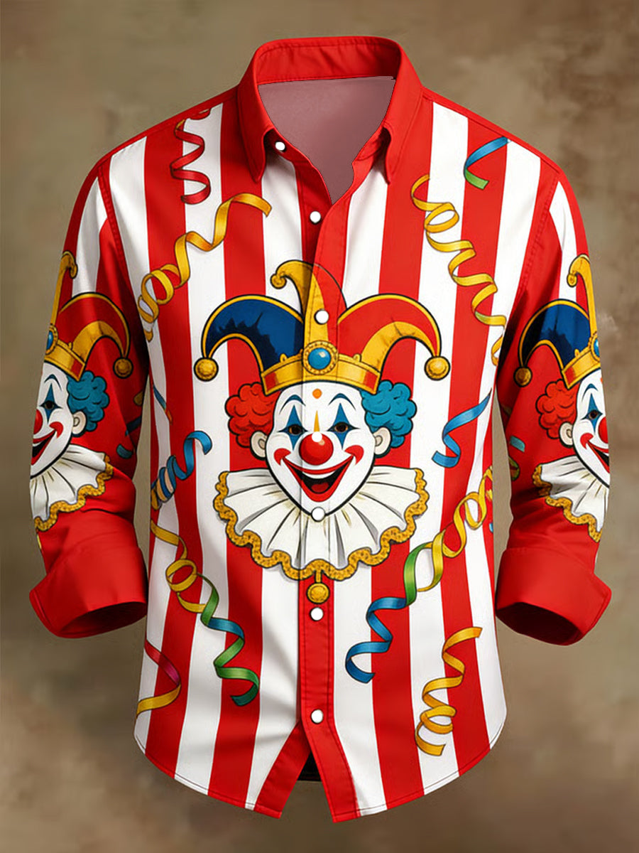 Cologne Carnival Clown Print Herren Lässiges Langarm-Shirt