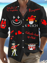 Cologne Carnival Clown Print Herren Lässiges Langarm-Shirt