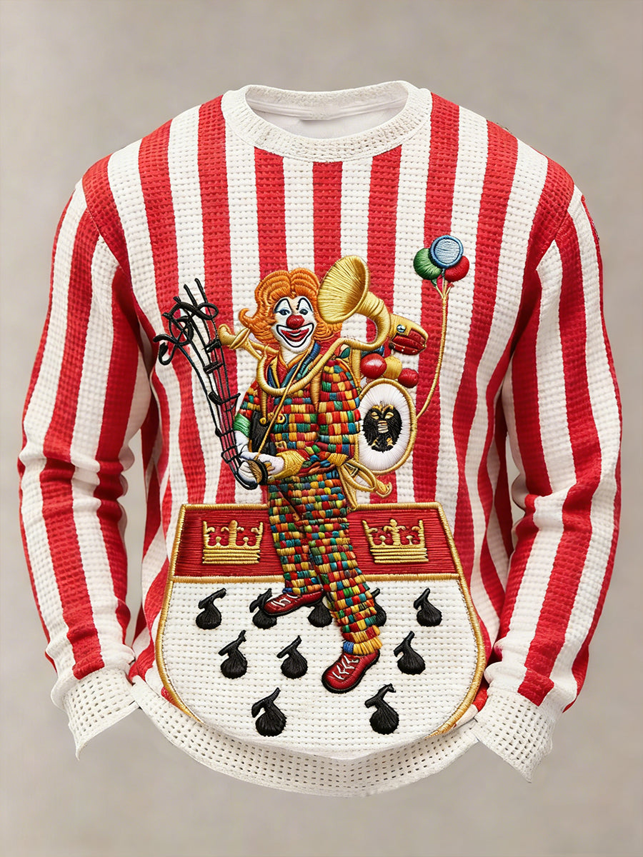 Cologne Carnival Clown Print Herren Waffel Sweatshirt