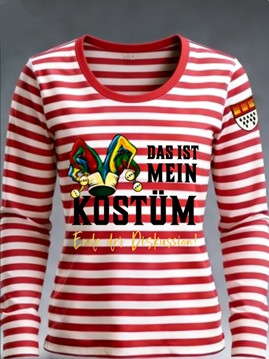 Damen Kölner Karneval Rundhals-T-Shirt mit Langarm