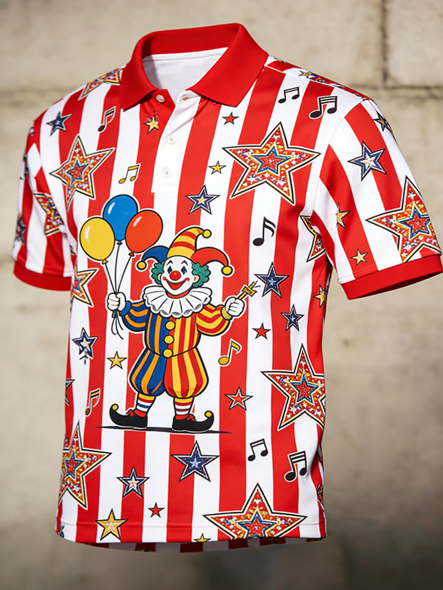 Cologne Carnival Clown Print Herren Casual Top