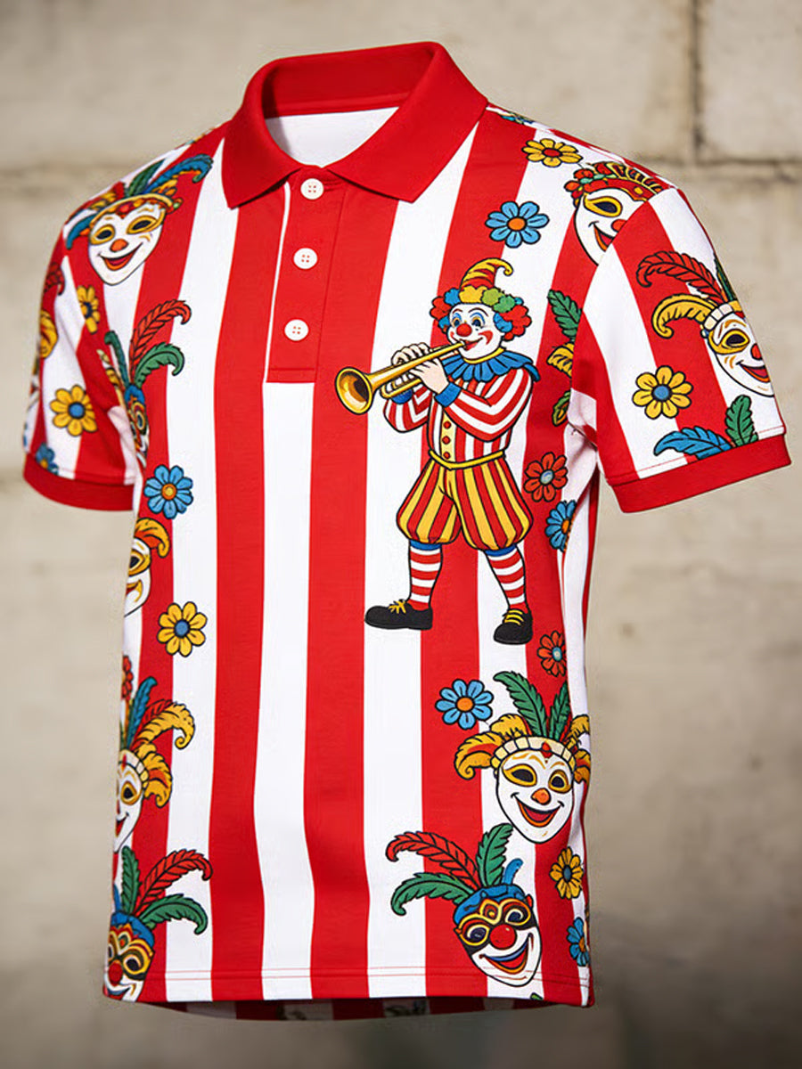 Cologne Carnival Clown Print Herren Casual Top