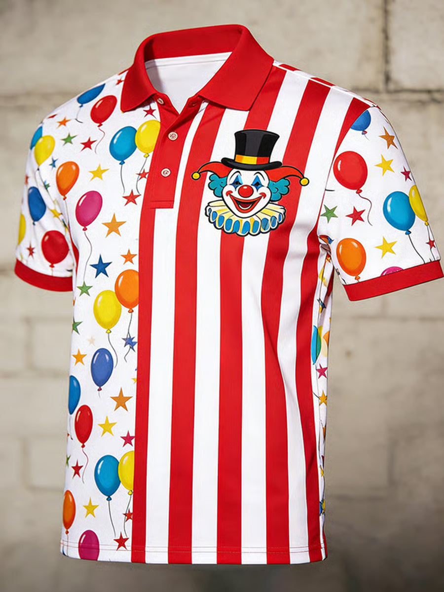Cologne Carnival Clown Print Herren Casual Top