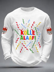 Herren Kölle Alaaf Print Lässiges Waffel-Langarm-T-Shirt
