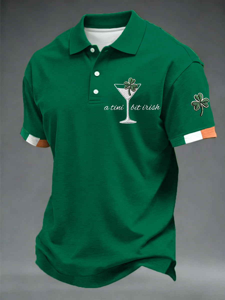 Men's St. Patrick's Day A Tini Bit Irish Shamrock Art Print Short Sleeve Top