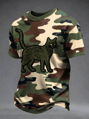 Männer lustige Tarnung Katze Print T-Shirt