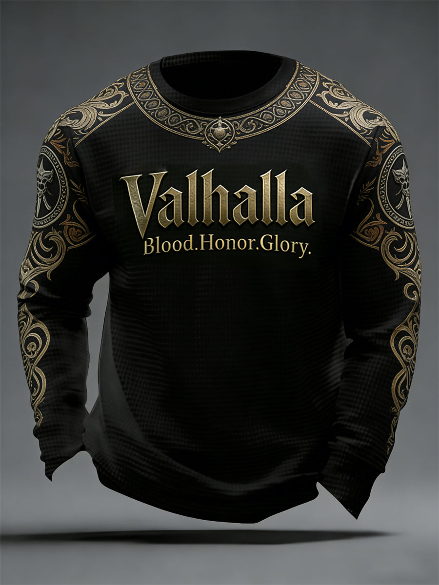 Herren Walhalla-Waffel oberteil im Viking-Stil