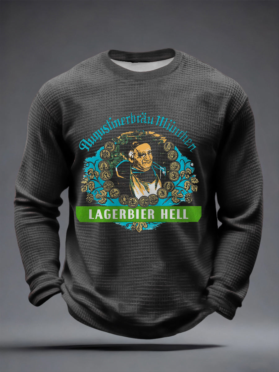 Herren-Bierliebhaber-Waffel-Longsleeve-T-Shirt