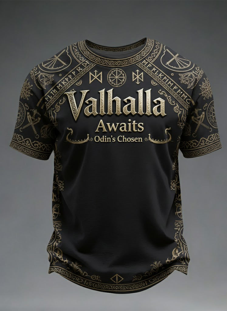 Herren Val halla erwartet Viking bedrucktes T-Shirt