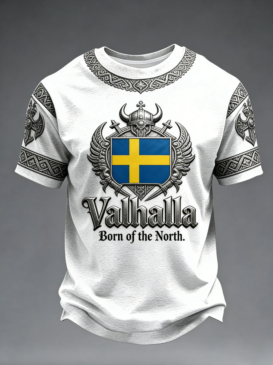 Herrtröja med svensk vikingamotiv och tryck