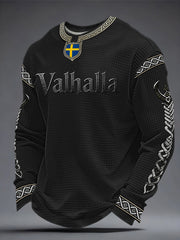 Herrtröja i vikingastil med Valhalla-mönster och våffelmönster