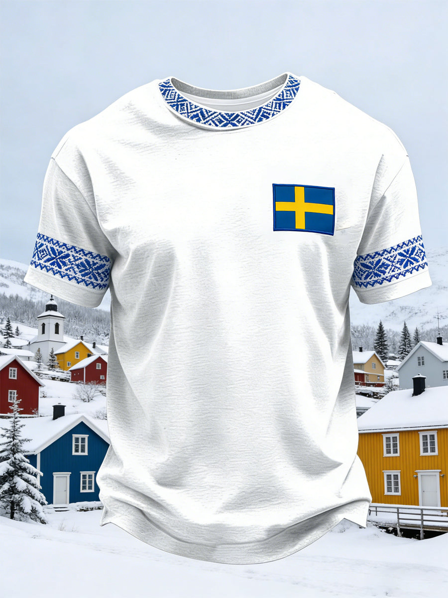 Herrtröja med svensk flagga påtryckt