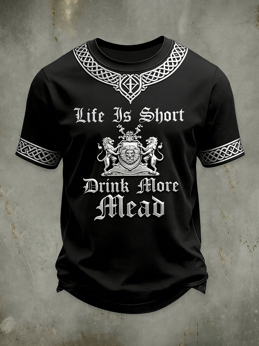 Herren-Viking-Drink-T-Shirt mit kurzen Ärmeln