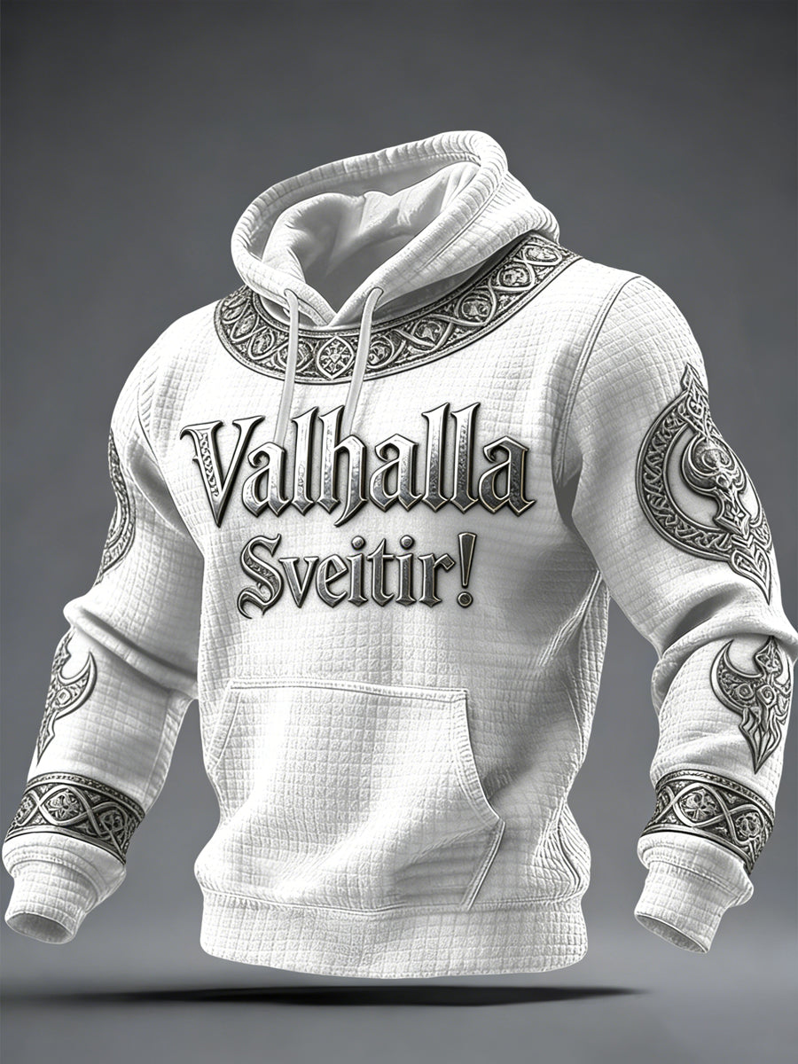 Herren-Vikinger-Style Valhalla-Print-Kapuzenpullover