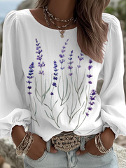 Damen Pflanzen blume Baumwolle und Leinen Top