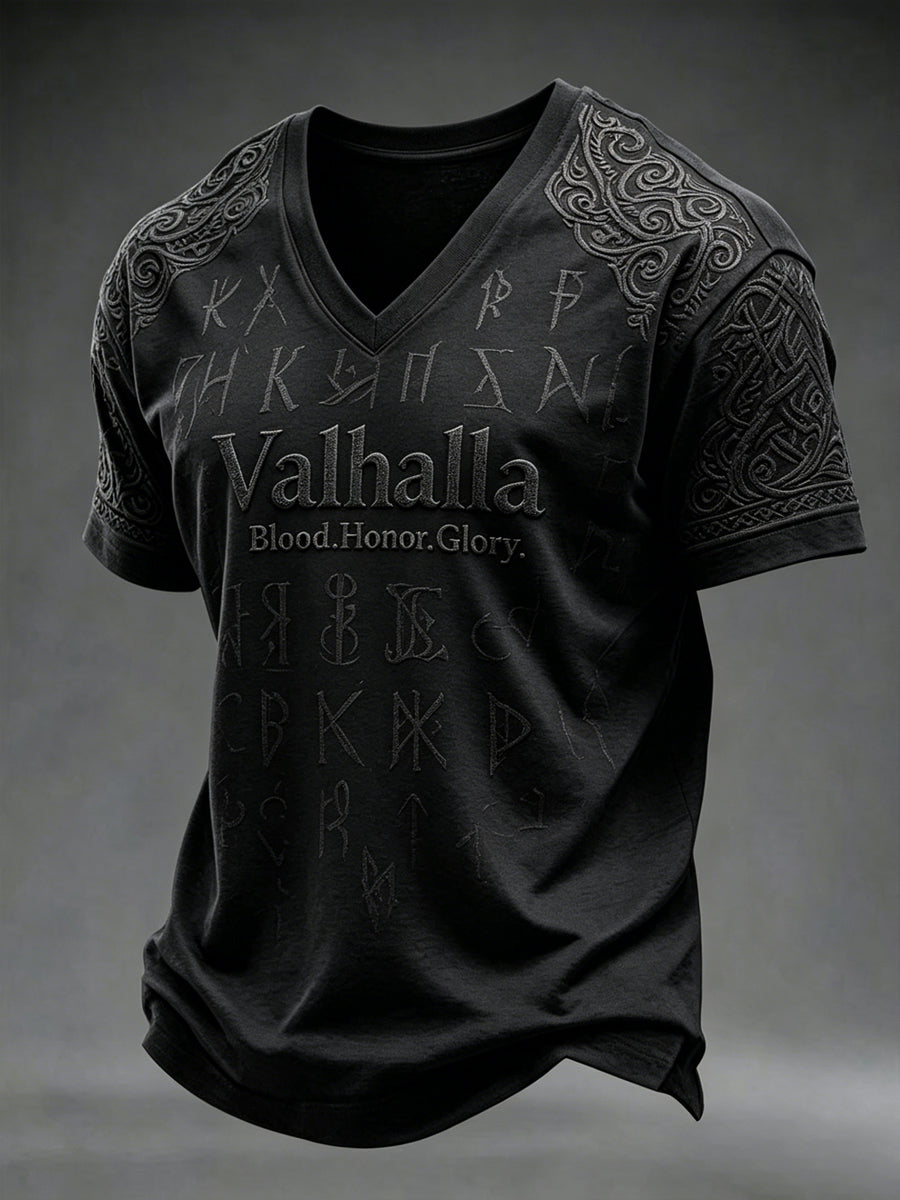 Herren-Valhalla-V-Ausschnitt-T-Shirt