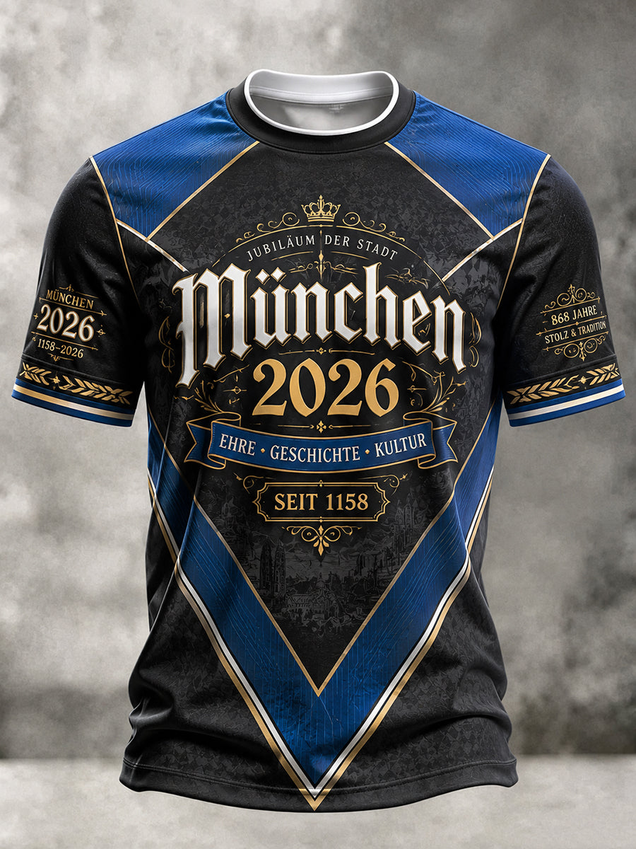 Männliches München-Print-Casual-T-Shirt
