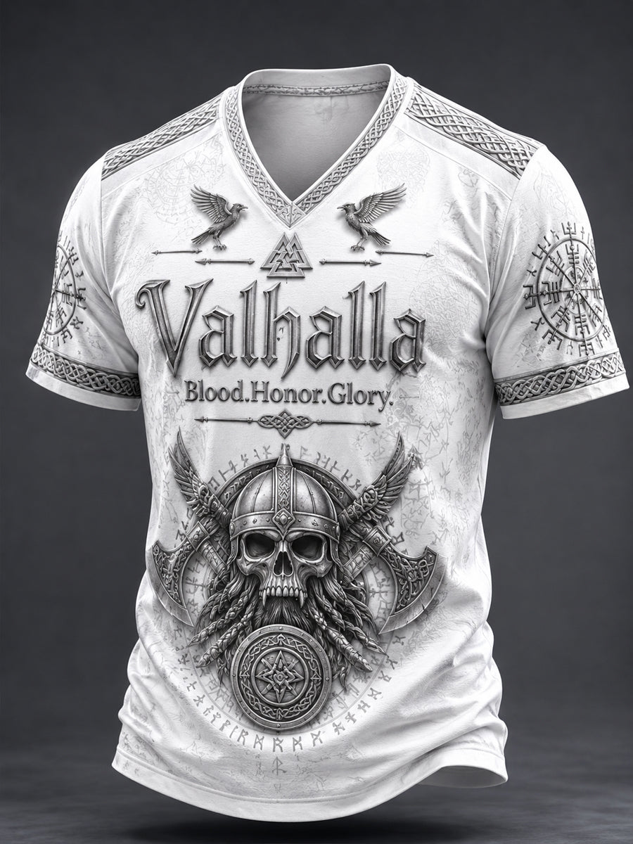 Herren-Valhalla-V-Ausschnitt-T-Shirt