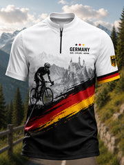 Herren-Radsporttrikot aus Deutschland mit halbem Reißverschluss und kurzen Ärmeln