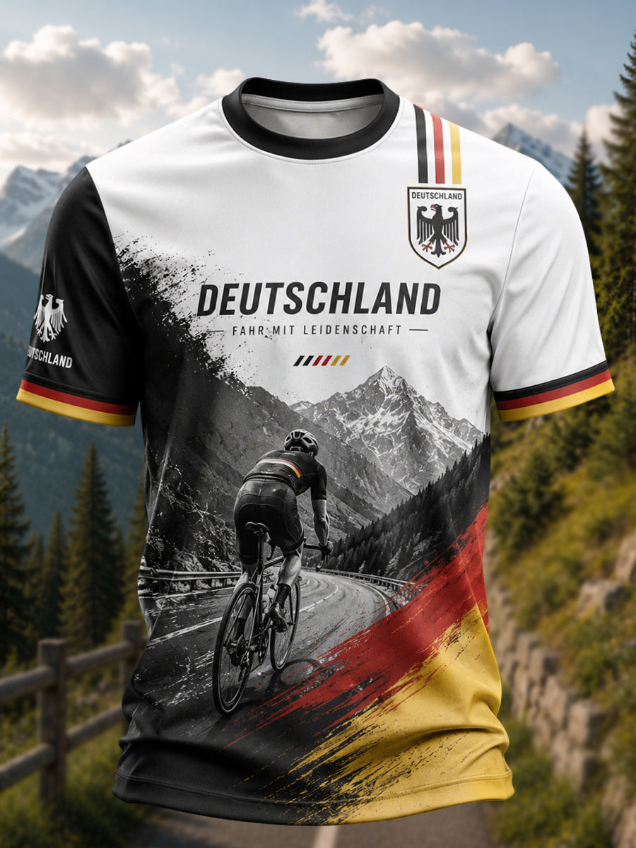 Herren-Radtrikot aus Deutschland Kurzarm-Casual-T-Shirt