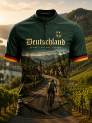 Herren-Radsporttrikot aus Deutschland mit halbem Reißverschluss und kurzen Ärmeln