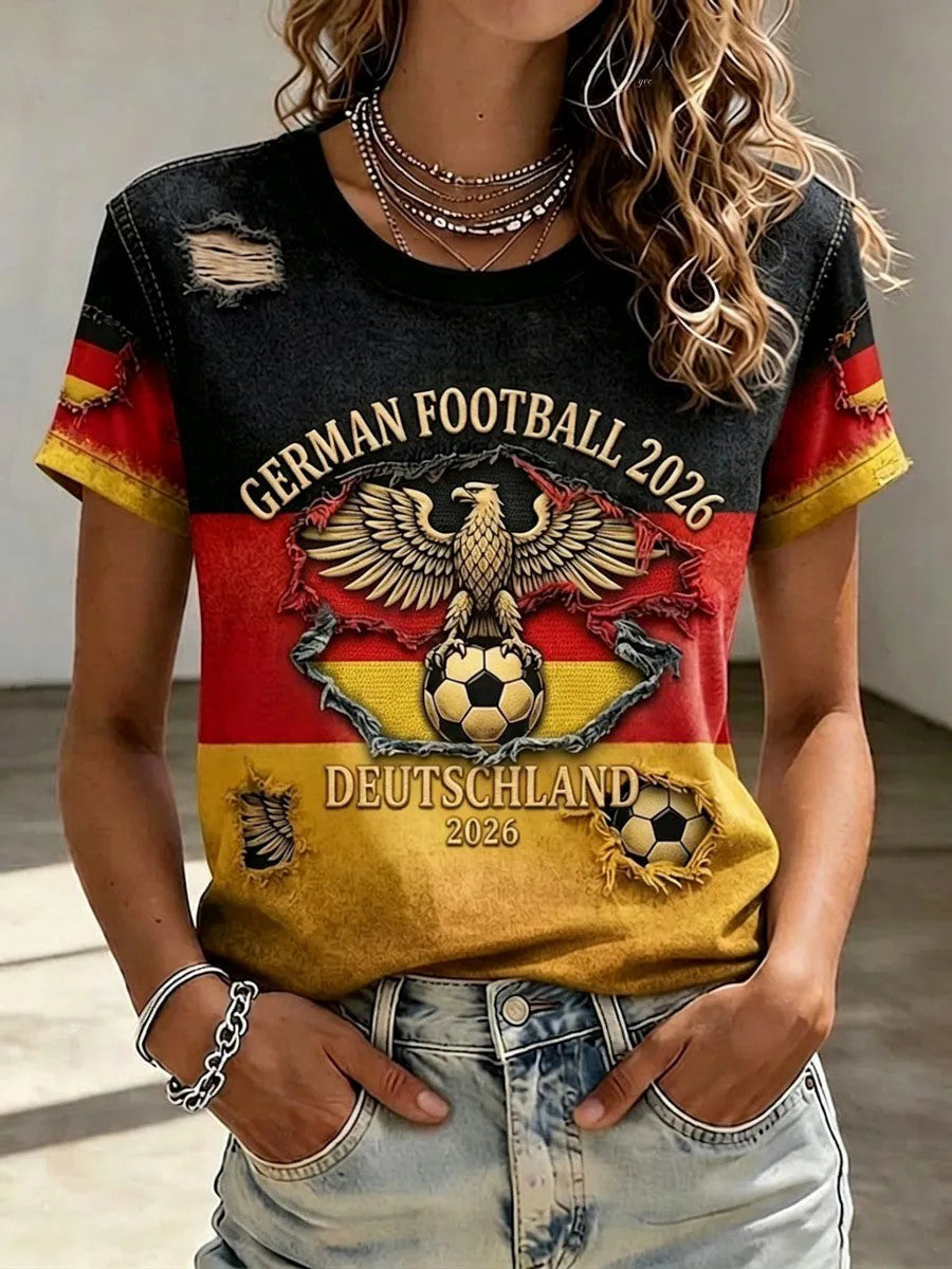 Damen-T-Shirt mit Fußballfan-Print von Deutschland