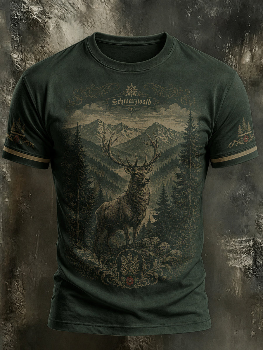 Herren-T-Shirt im Schwarzwald-Stil mit Vintage-Print