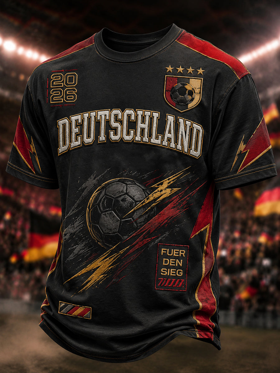 Herren-Fußballfan-T-Shirt mit 2026-Druck, deutschsprachig