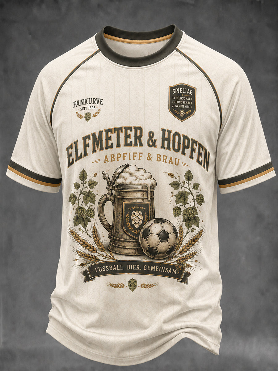 Herren-T-Shirt mit Grafik: Deutscher Fußball und Bier-Grüße