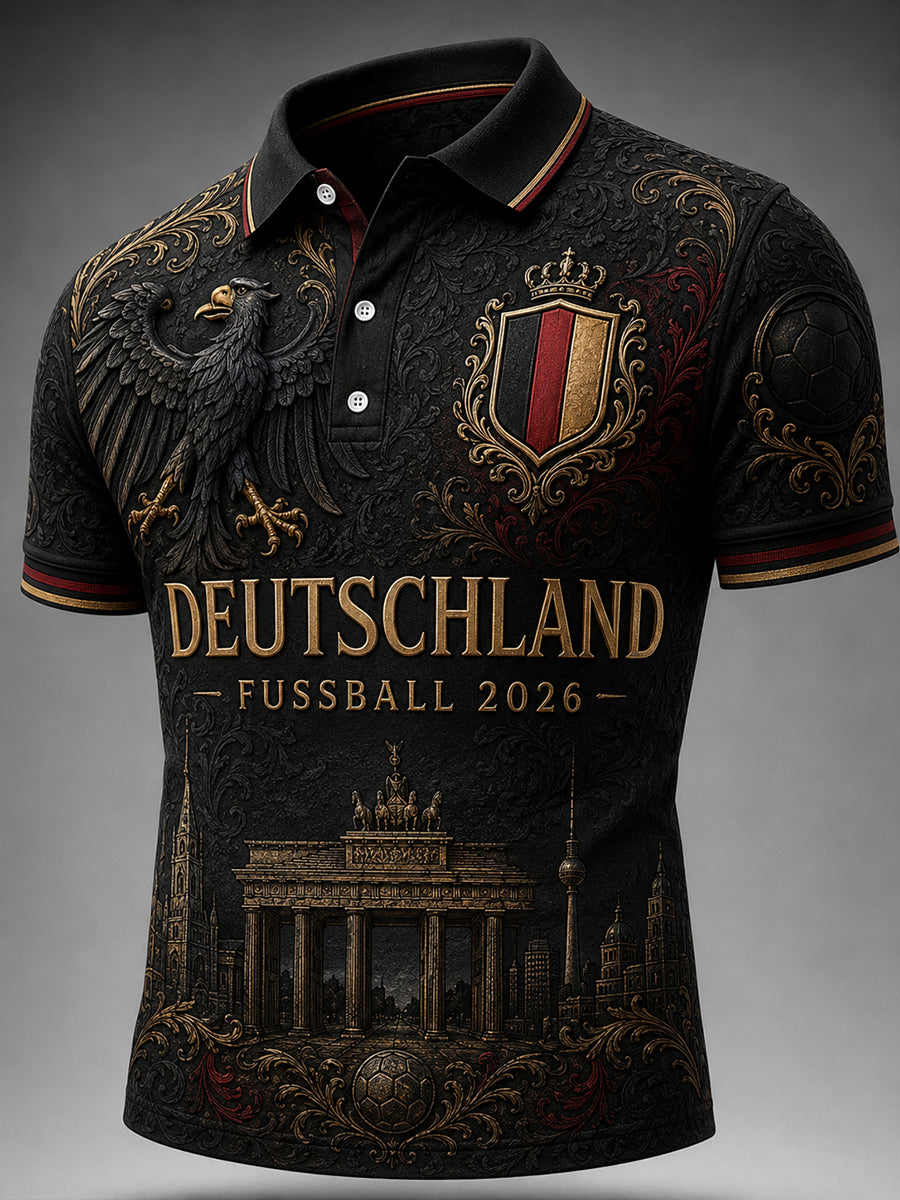Herren-Vintage-Deutschland-Fußballfan-Shirt mit Aufdruck