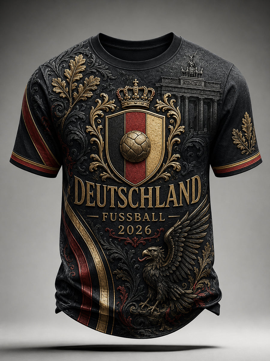 Herren-Vintage-Deutschland-Fußballfan-T-Shirt mit Aufdruck
