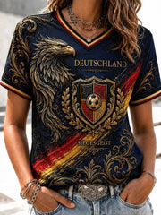 Damen-Vintage-Deutschland-Fußballfan-T-Shirt mit Aufdruck