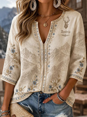 Frauen Österreich ische Edelweiss Flagge Print Casual Top