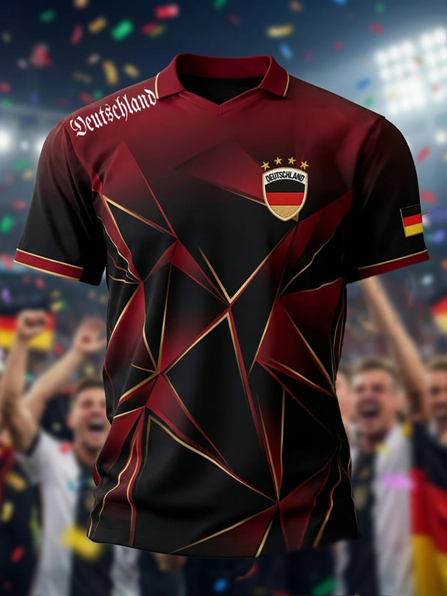 Herren-Fußballfan-T-Shirt mit Deutschland-Print, lässig, 2026
