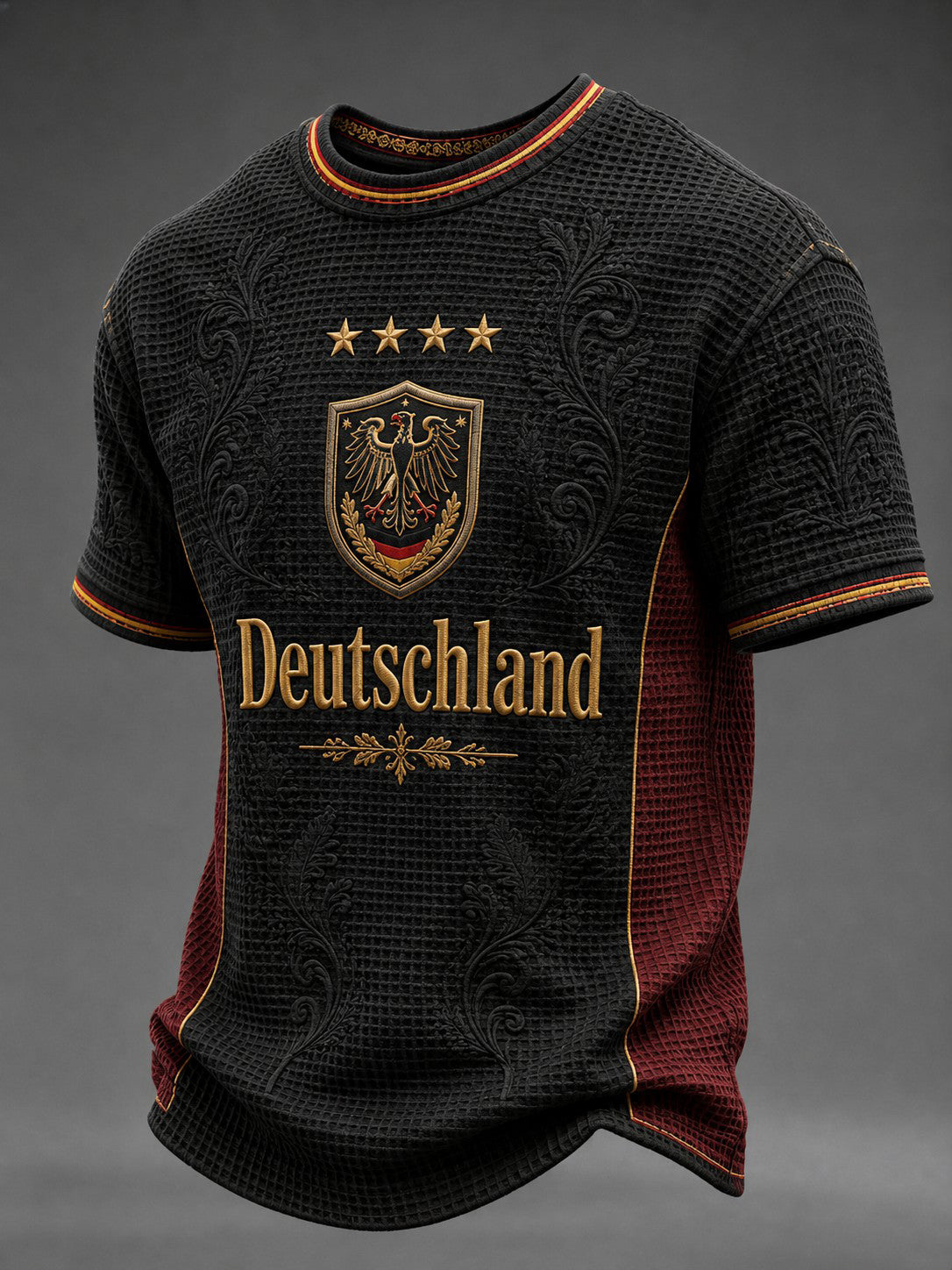 Herren Deutschland Fußball bedrucktes Waffel-T-Shirt