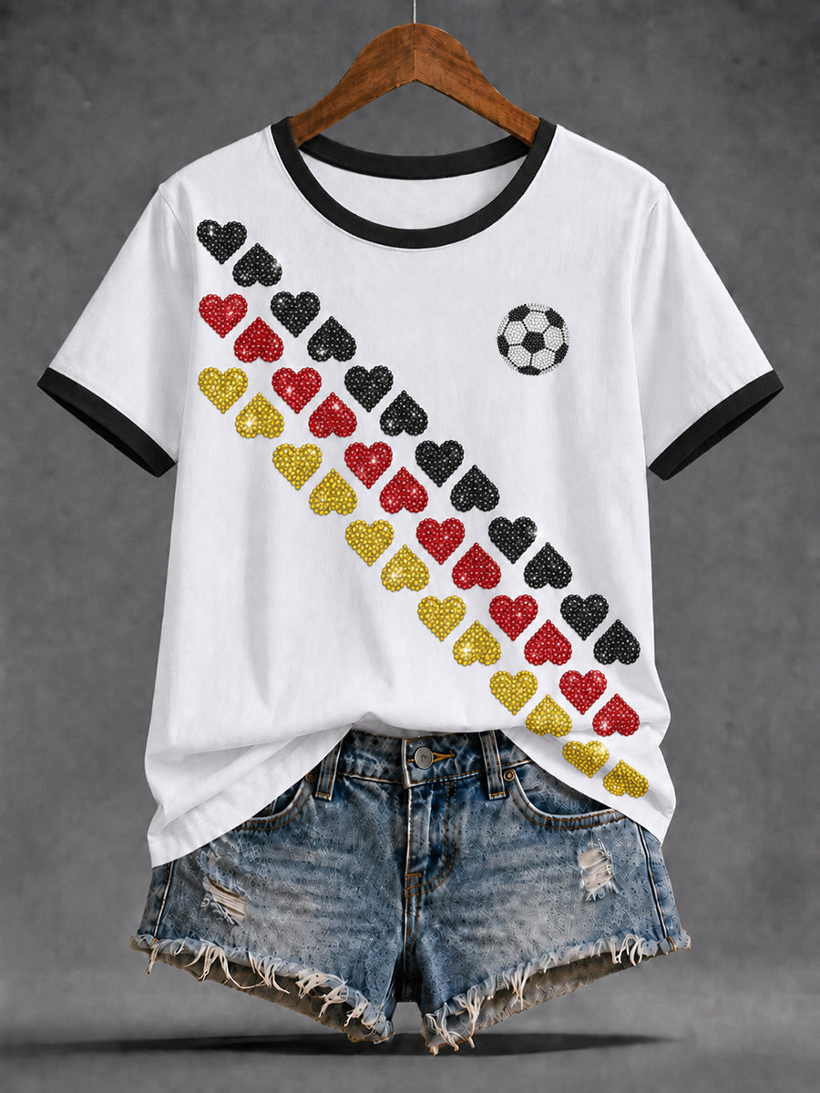 Damen-Freizeit-T-Shirt mit sommerlichem Fußball-Print